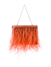 Load image into Gallery viewer, Rare Chanel Orange Crystal CC Ostrich Feather Purse Clutch Handbag