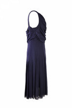Load image into Gallery viewer, Vintage Chanel 00S, 2000 Spring Summer Black Draped Pleated Chiffon Silk Dress FR 38 US 4