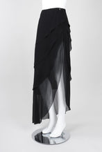 Load image into Gallery viewer, Chanel 00T, 2000 Asymmetrical long Tiered Black Silk Chiffon Skirt FR 40 size 6