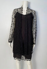 Load image into Gallery viewer, Vintage 01P, 2001 Spring Chanel 2 piece set Black Spaghetti Strap Dress with Lace overlay jacket US 2/4