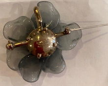 Load image into Gallery viewer, Chanel 98A Vintage Opaque gray blue crystal Camellia Glass Brooch Pin Necklace Pendent