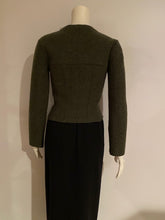 Load image into Gallery viewer, NWT Vintage 99A, 1999 Fall Chanel Identification olive green boiled wool short jacket FR 36 US 4