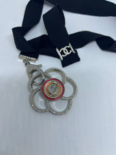 Load image into Gallery viewer, Chanel 17S 2017 Summer Ribbon Grosgrain Lanyard Large Crystal Camellia Pendant Necklace