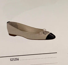 Load image into Gallery viewer, Chanel Ballerina Flats Ivory and Black Canvas CC Shoes EU 39.5 US 8.5
