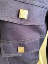 Load image into Gallery viewer, NWT Chanel 05P 2005 Spring short Sporty Navy Blue jacket logo zippers FR 36