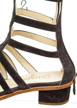 Load image into Gallery viewer, Editing (Elisa Layaway) Chanel Gladiator 15S 2015 Summer Strap Flat Sandal Boots Dark Grey Suede Leather EU 37.5 US 7