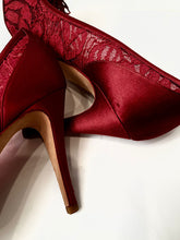 Load image into Gallery viewer, Chanel Light Red Lace Satin Heels EU 39C US 8.5/9
