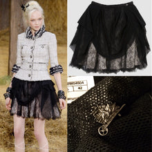 Load image into Gallery viewer, Chanel 10P, 2010 Spring Black Tulle Layered Lace Skirt FR 42 US 4/6