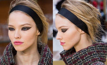 Load image into Gallery viewer, Chanel Black Silk grosgrain ribbon 2015 15A CC logo wide headband hair accessory
