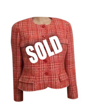 Load image into Gallery viewer, 97P, 1997 Spring Chanel Vintage Orange Plaid Tweed Blazer Dress Jacket US 10