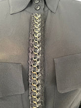 Load image into Gallery viewer, Chanel 11A, 2011 Fall black Blouse top w chain tweed trim FR 42 US 8