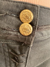 Load image into Gallery viewer, Chanel Runway 12P, 2012 Spring black with leather patchwork Denim Jeans Pants FR 38 US 4