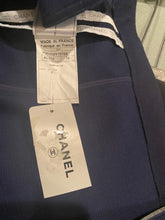 Load image into Gallery viewer, NWT Chanel 05P 2005 Spring short Sporty Navy Blue jacket logo zippers FR 36