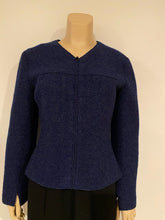Load image into Gallery viewer, Vintage Chanel Identification 99A, 1999 Fall Boiled Wool Dark Blue Jacket FR 40