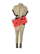 Load image into Gallery viewer, 80’s/90’s Rare! Vintage Chanel stretchy pants w matching cardigan Striped Ecru and Black FR 40