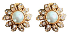Load image into Gallery viewer, 96A, 1996 Chanel Vintage clip on gold pearl camellia Earrings