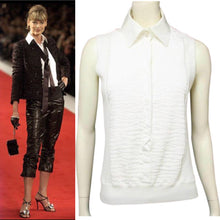 Load image into Gallery viewer, Chanel 05P, 2005 Spring White Cotton Top Blouse Pleated Front FR 42