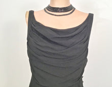 Load image into Gallery viewer, Vintage Chanel 00S, 2000 Spring Summer Black Draped Pleated Chiffon Silk Dress FR 38 US 4