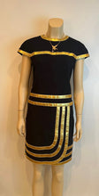 Load image into Gallery viewer, NWT Chanel 19A 2019 Fall Paris Egypt Runway Black Gold Trim Dress FR 34 US 4