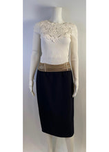 Load image into Gallery viewer, Chanel 05P 2005 Spring Long Sleeve White Ribbed Top ,crochet front FR 36 US 2/4