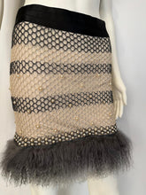 Load image into Gallery viewer, Rare New with Tags Chanel 03A 2003 Fall Beige Brown Pearl Feather Trim Mini Skirt  FR 38