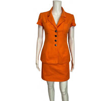 Load image into Gallery viewer, 1990’s Chanel Boutique Vintage Orange Mini Skirt Suit Set US 2/4