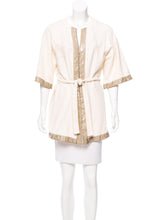 Load image into Gallery viewer, Chanel Swim Robe Ivory Metallic terrycloth Cotton Gold CC Logos 09C Cruise Resort FR 36 US 4/6/8