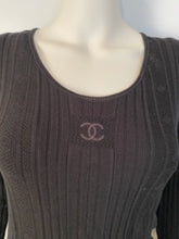 Load image into Gallery viewer, Chanel 05A Black Long Sleeve Ribbed CC Logo Sweater Dress FR 38 US 4/6