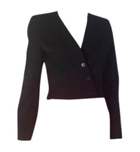 Load image into Gallery viewer, Vintage Chanel 00T, 2000 Transition Collection Black Collarless Short Jacket FR 36