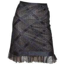 Load image into Gallery viewer, Chanel 07P 2007 Spring black birdcage lace skirt FR 46