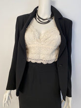 Load image into Gallery viewer, Chanel 05P, 2005 Spring Spaghetti Strap Camisole Lace Crochet Striped Top Blouse FR 38