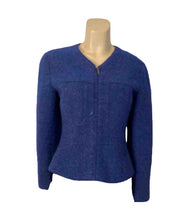 Load image into Gallery viewer, Vintage Chanel Identification 99A, 1999 Fall Boiled Wool Dark Blue Jacket FR 40