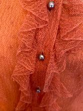 Load image into Gallery viewer, Vintage Chanel 02P, 2002 Spring 2-piece Orange Top Blouse Camisole sheer Lace Set FR 38