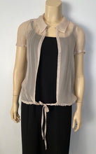 Load image into Gallery viewer, Chanel 04C 2004 Cruise Silk Chiffon Short Sleeve Sheer Drawstring Beige Ecru Blouse Top FR 36 US 2/4