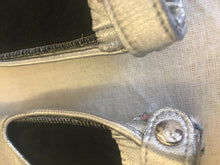 Load image into Gallery viewer, Rare Chanel 2014 14P tweed metallic silver pink chain Fingerless Gloves size 7.5