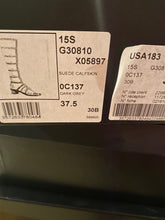 Load image into Gallery viewer, Editing (Elisa Layaway) Chanel Gladiator 15S 2015 Summer Strap Flat Sandal Boots Dark Grey Suede Leather EU 37.5 US 7