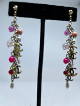 Load image into Gallery viewer, Chanel 19S 2019 long pierced CC pink bead Pearl dangle earrings