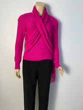 Load image into Gallery viewer, Chanel 2012 Fall 12A Pink Fuchsia Sweater w attached Scarf FR 34