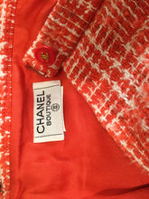 Load image into Gallery viewer, 97P, 1997 Spring Vintage Chanel Boutique Orange Tweed Plaid Wool Skirt US 10
