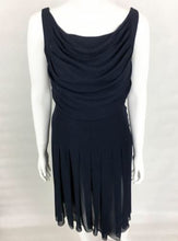 Load image into Gallery viewer, Vintage Chanel 00S, 2000 Spring Summer Black Draped Pleated Chiffon Silk Dress FR 38 US 4