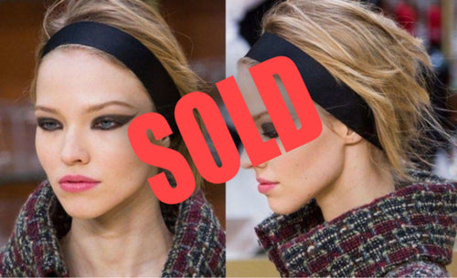 Chanel Black Silk grosgrain ribbon 2015 15A CC logo wide headband hair accessory