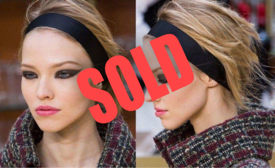 Chanel Black Silk grosgrain ribbon 2015 15A CC logo wide headband hair accessory