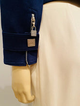 Load image into Gallery viewer, NWT Chanel 05P 2005 Spring short Sporty Navy Blue jacket logo zippers FR 36