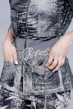 Load image into Gallery viewer, Rare 06C, 2006 Cruise Chanel cursive letters multi strand silver tone belt necklace 38” long
