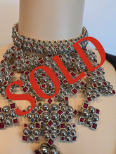 Load image into Gallery viewer, Rare Chanel 16S 2016 Spring Bib Collar Red Blue Gripoix Silver Necklace