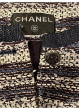 Load image into Gallery viewer, Chanel 2013 Blue White Striped Tweed Jacket US 10/12