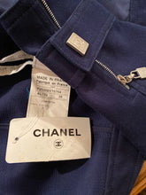 Load image into Gallery viewer, NWT Chanel 05P 2005 Spring short Sporty Navy Blue jacket logo zippers FR 36