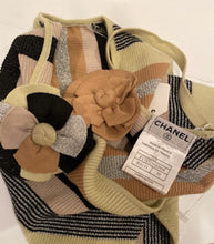 Load image into Gallery viewer, Chanel 01P, 2001 Spring Camellia ribbed shoulder striped top blouse FR 38