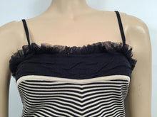 Load image into Gallery viewer, Vintage Chanel 02C 2002 Cruise Resort Twinset Spaghetti Strap Top Cardigan Navy Blue White FR 34 US 2