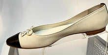 Load image into Gallery viewer, Chanel Ballerina Flats Ivory and Black Canvas CC Shoes EU 39.5 US 8.5